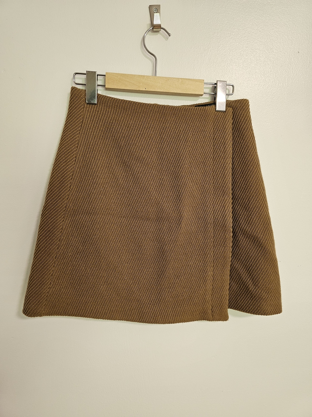 & Other Stories Brown Corduroy A-line Mini Skirt 100% Wool Size 4 Los Angeles